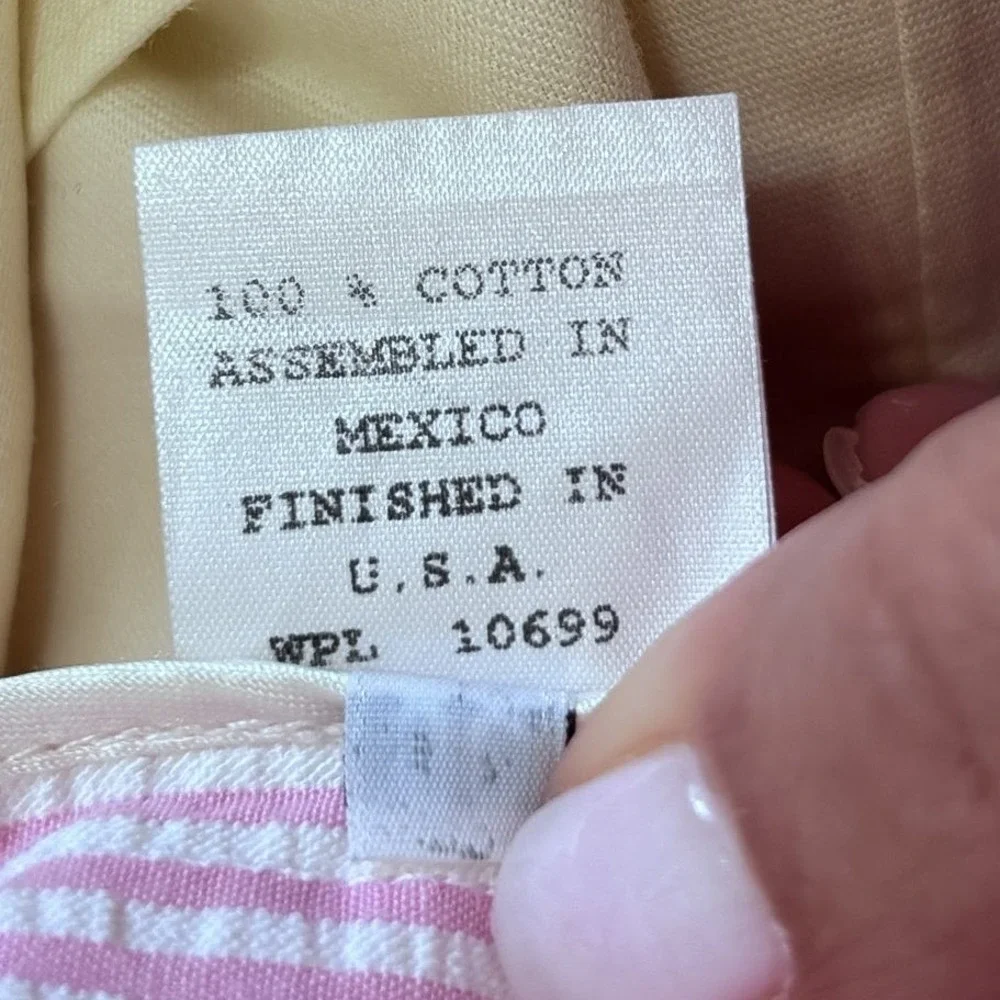 Corbin Mens Vintage Seersucker Pleated Pants Size 36 (38X29) Pink White Preppy